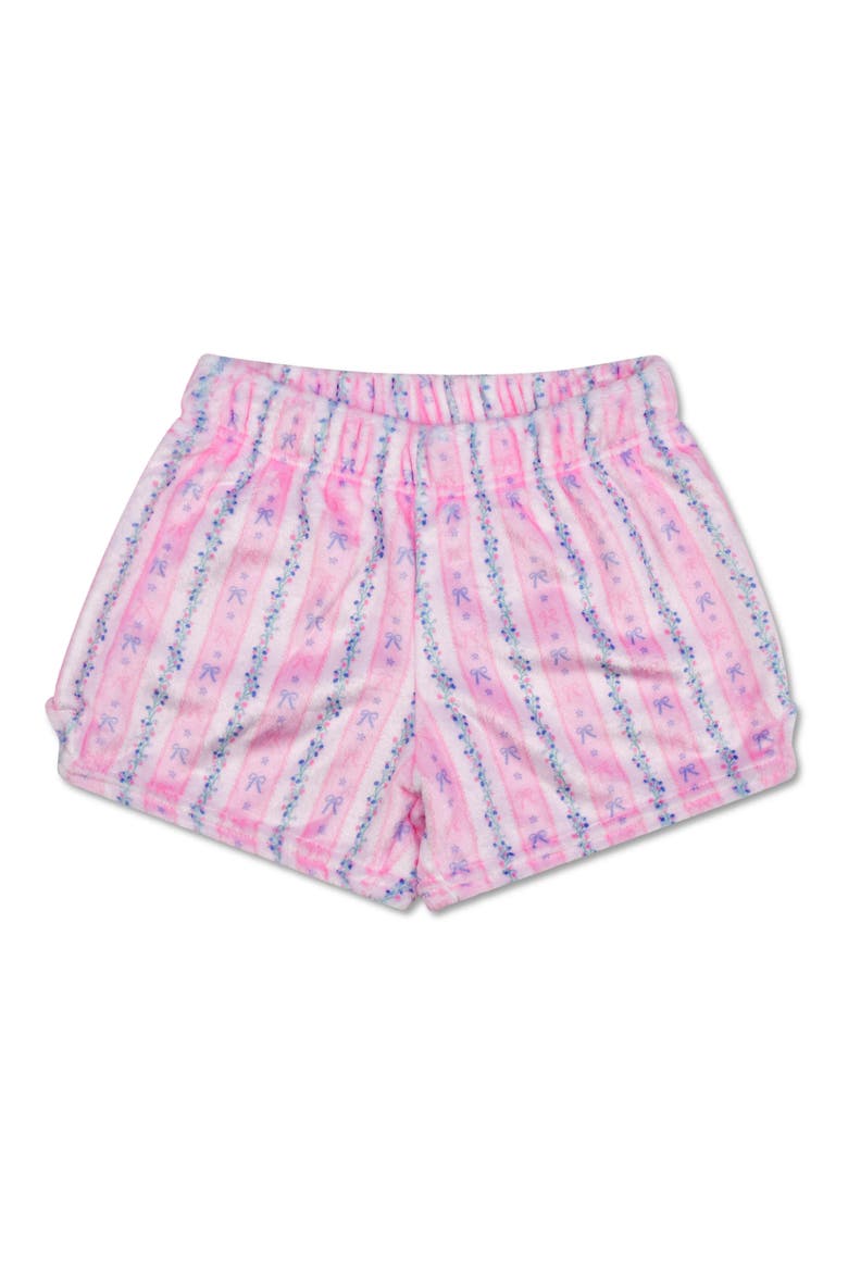 Kids' Floral Stripes Plush Shorts, Main, color, PINK MULTI