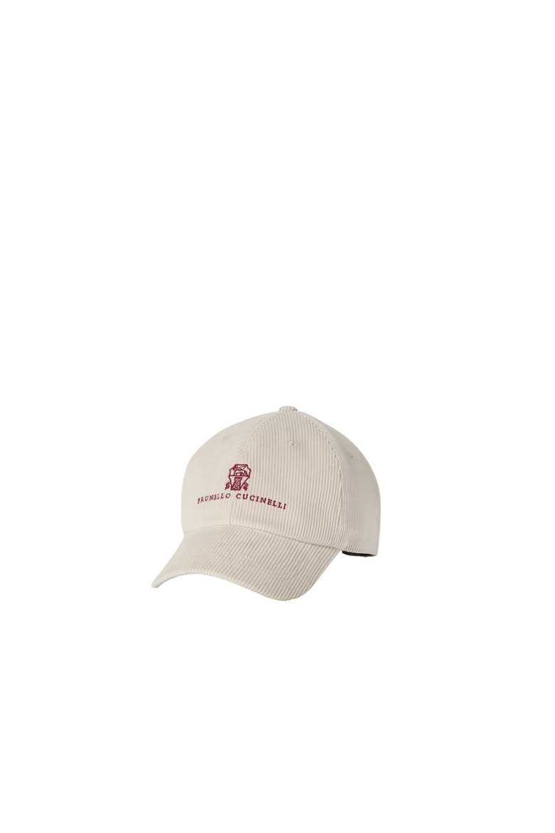 Comfort cotton and cashmere corduroy baseball cap with embroidered logo, Alternate, color, Ivory