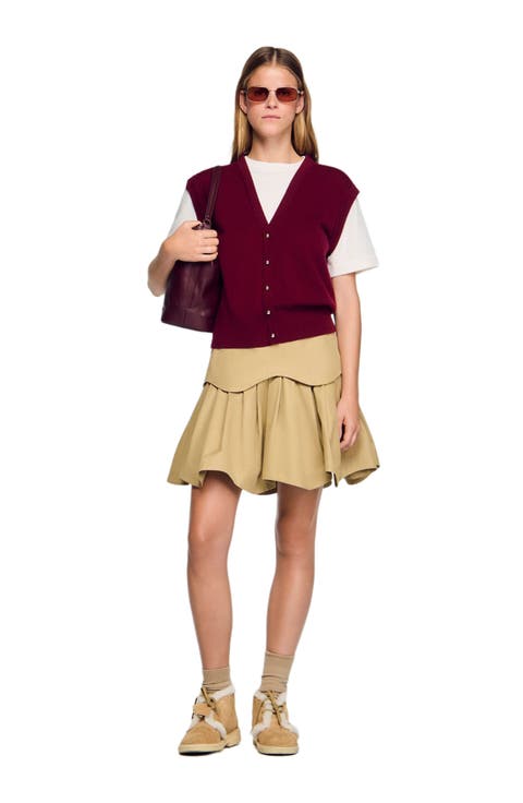 Two-tone wool and cashmere sweater