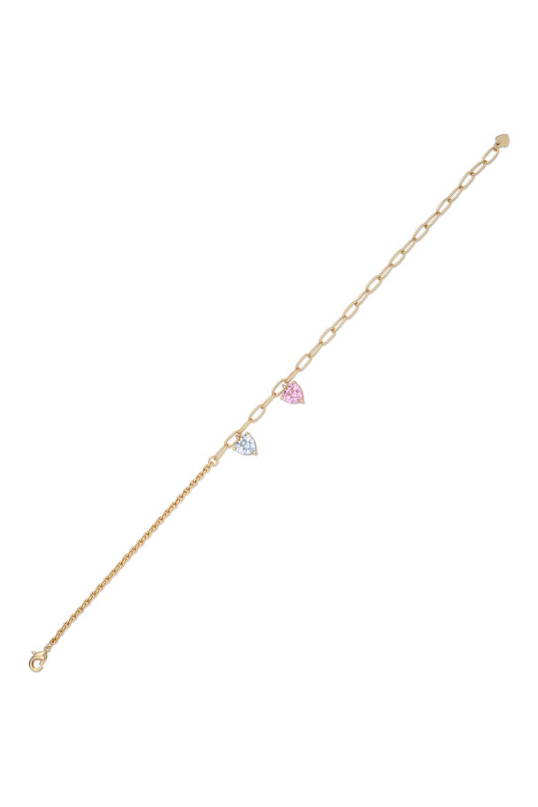 14k Gold Plated Heart Charm Chain Bracelet, Alternate, color, GOLD