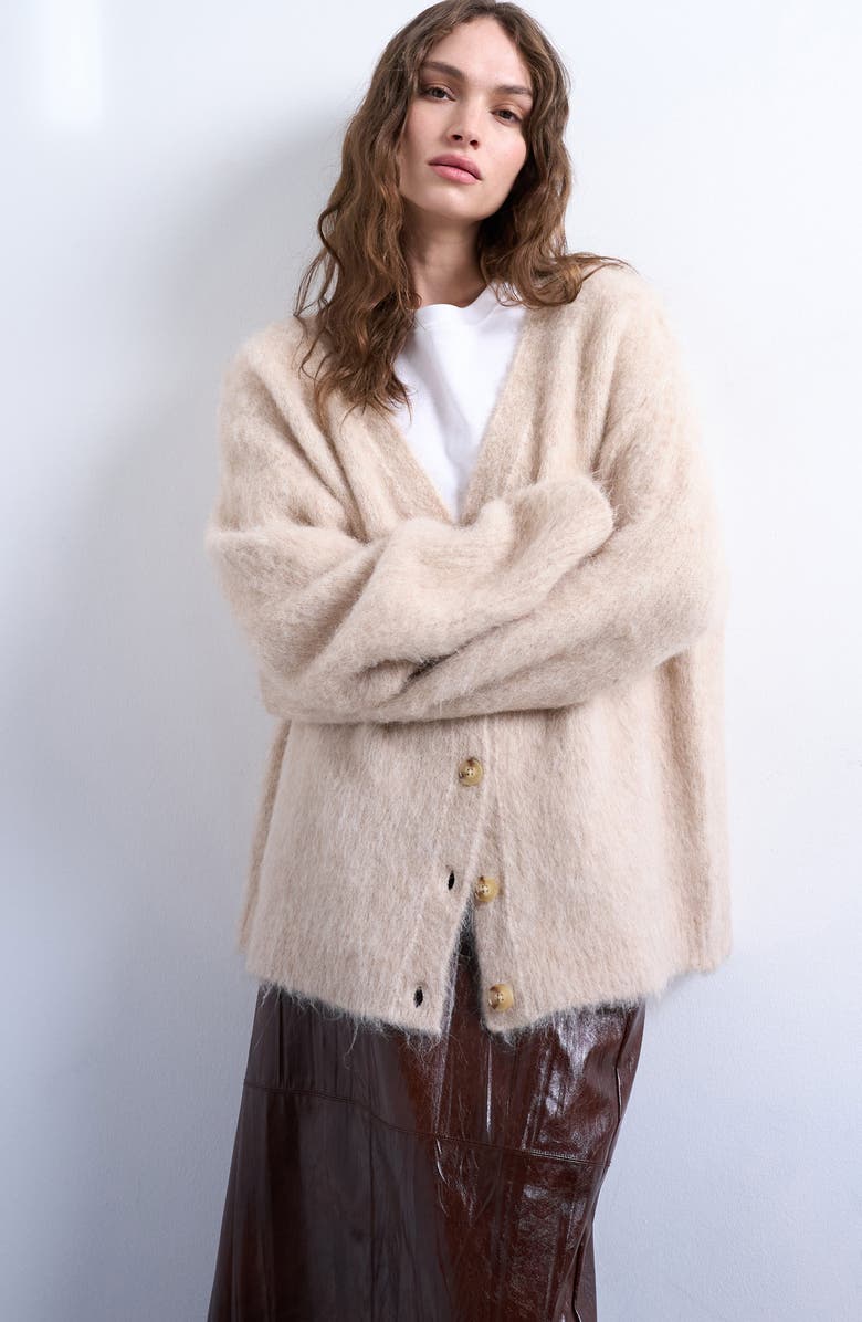 Topshop Alpaca Blend Cardigan, Main, color, Beige