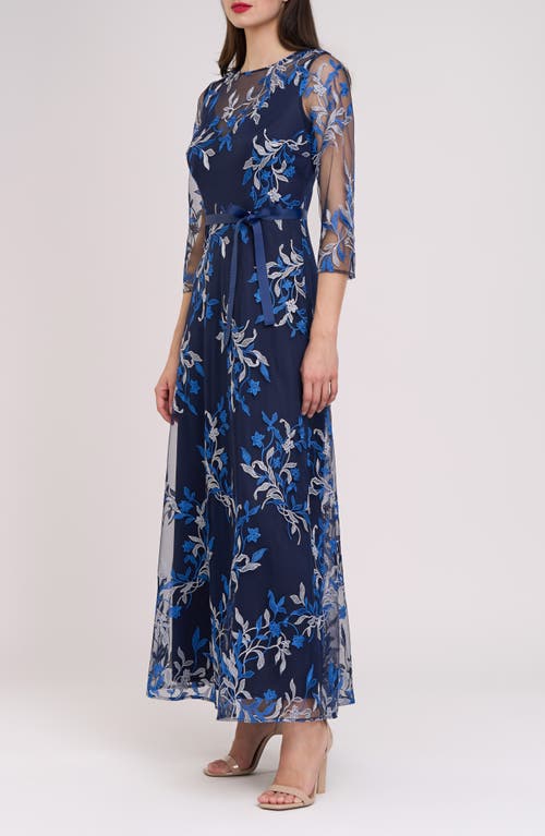 Js Collections Stefania Ankle Gown In Navy/pewter/french Blue