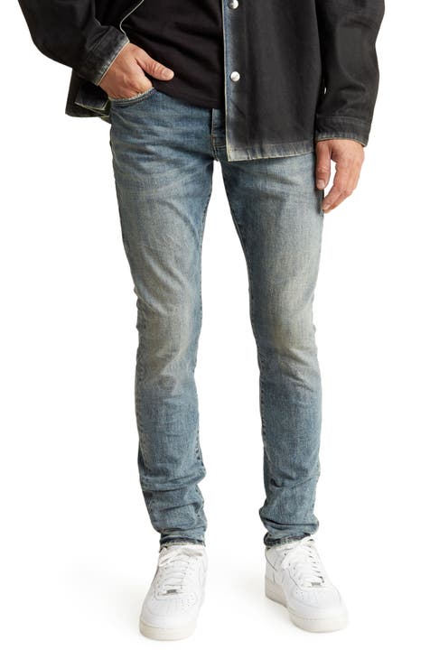 Vintage Quartz Distressed Slim Stretch Jeans (Mid Indigo)