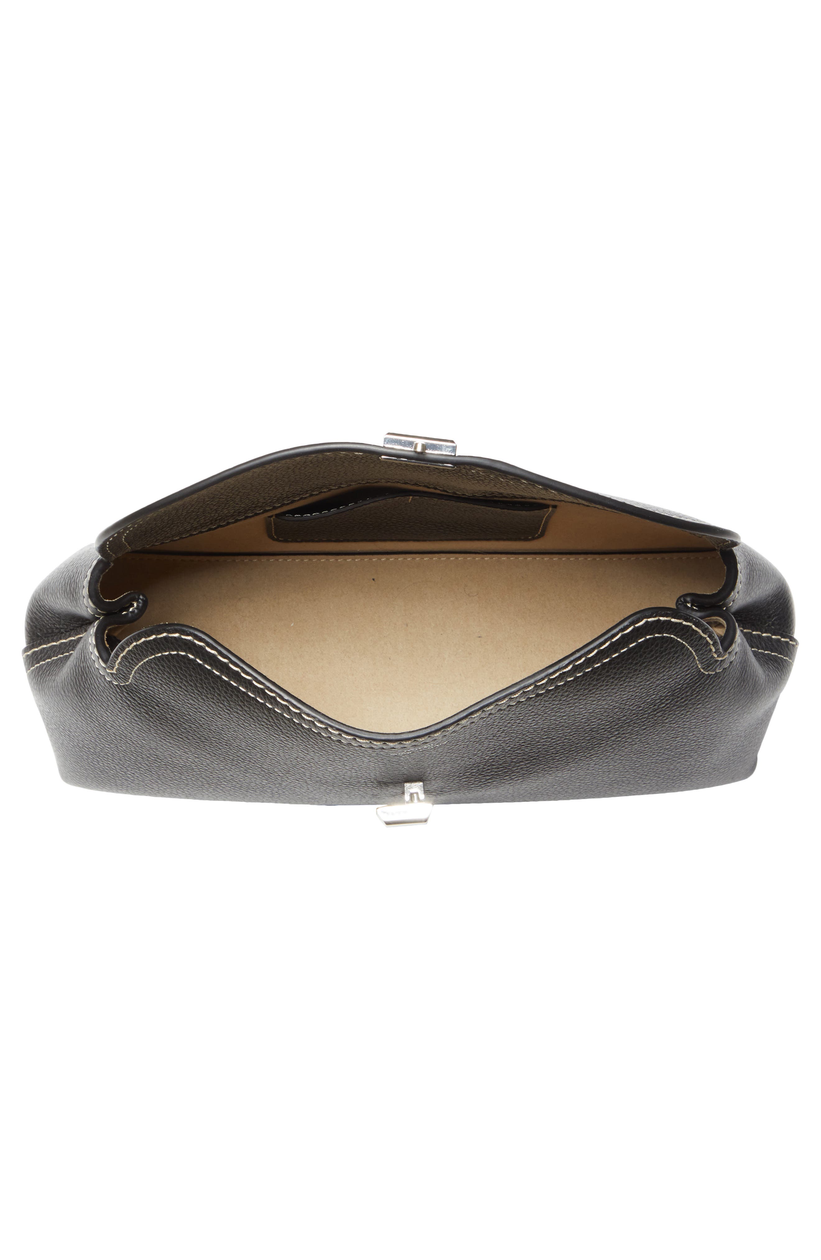 TOTEME T-Lock Leather Clutch, Alternate, color, Black Grain