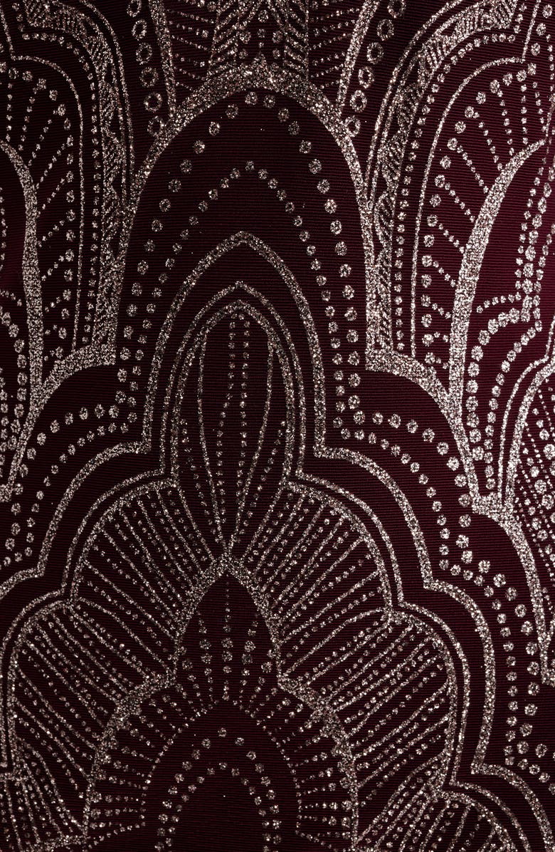 Jump Apparel Glitter Slinky Halter Cocktail Minidress, Alternate, color, Wine/ Gold