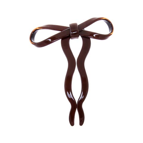 Brown Frilly Ribbon Hair Pin