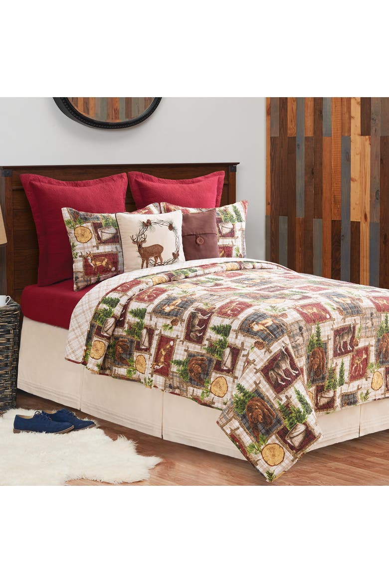 Bryson Retreat Cotton Quilt Set  - Reversible and Machine Washable, Main, color, Red