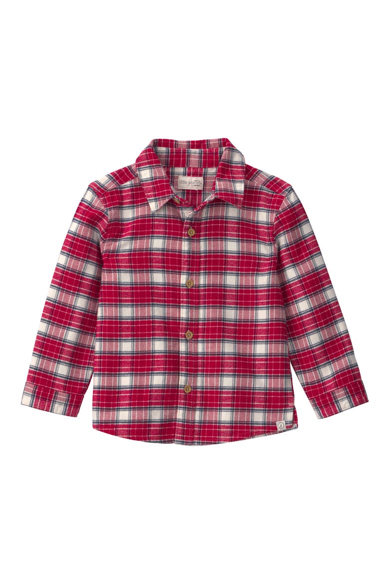 Kids' Organic Cotton Flannel Plaid Button-Up Shirt, Main, color, RED PLAID