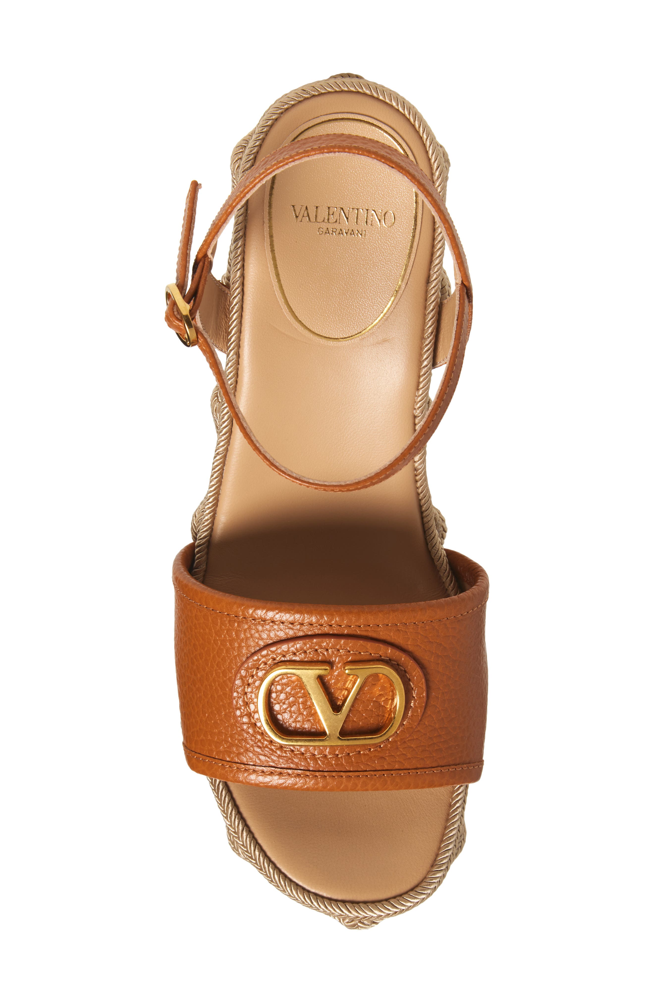 Valentino Garavani VLOGO Espadrille Wedge Sandal, Alternate, color, Kel Almond Beige