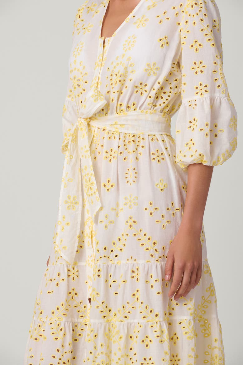 Embroidered Eyelet Santorini Dress Coverup, Alternate, color, Lemon/Optic White