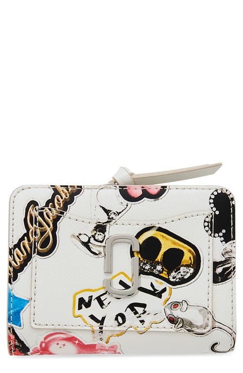 Shop Marc Jacobs The Mini Sticker Compact Bifold Wallet In White Multi