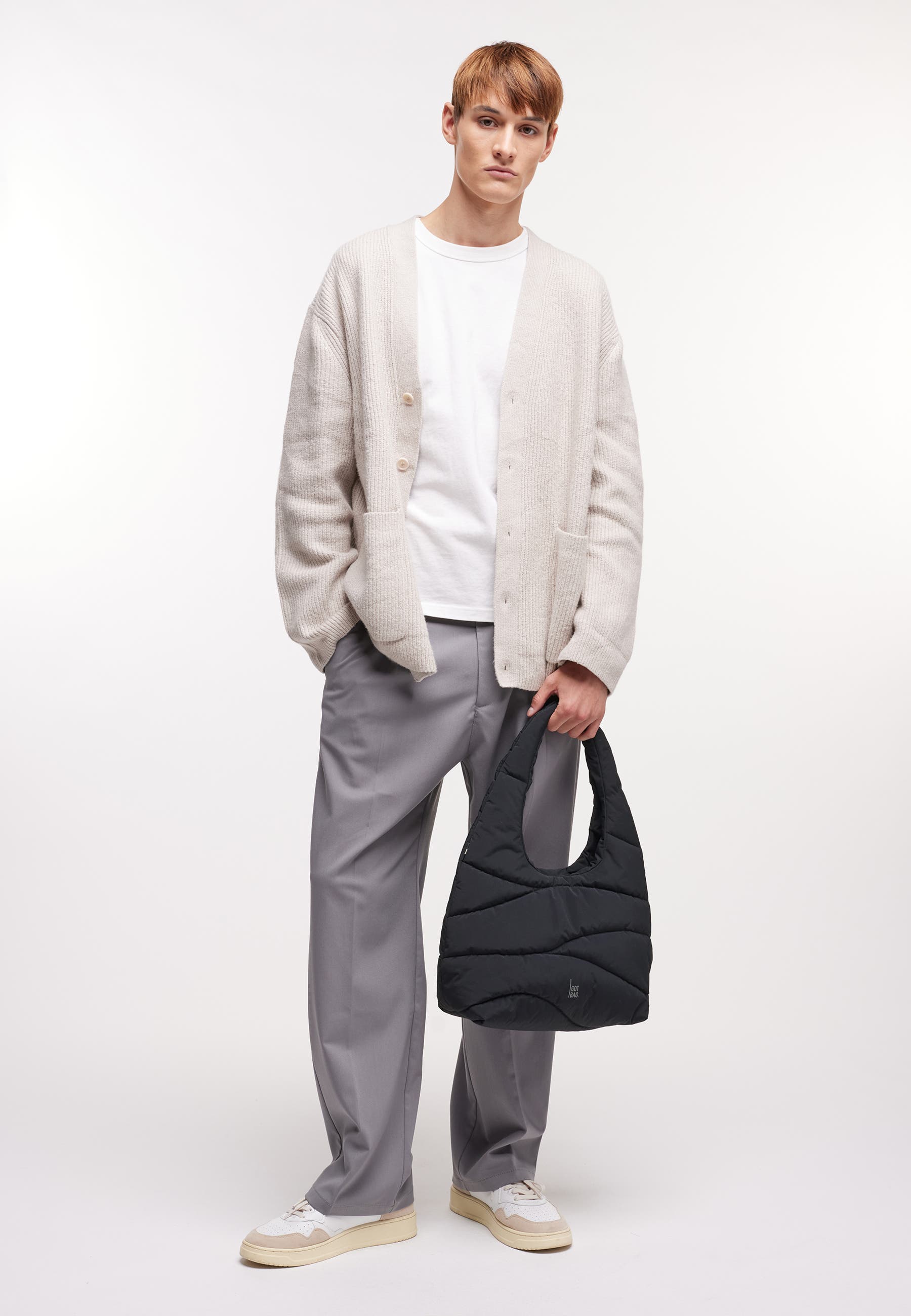 GOT BAG Wavy Puffer Recycled Nylon Shoulder Bag, Alternate, color, Black