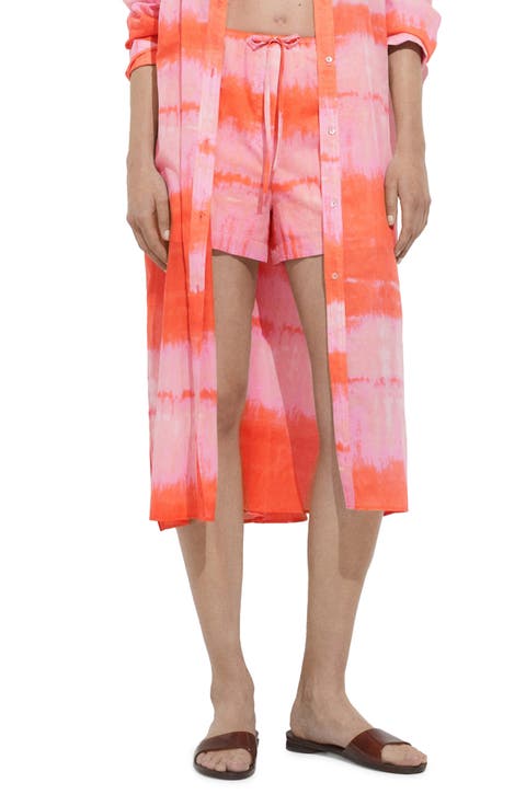 Tie Dye Elastic Waist Drawstring Shorts