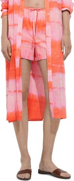 MANGO Tie Dye Elastic Waist Drawstring Shorts