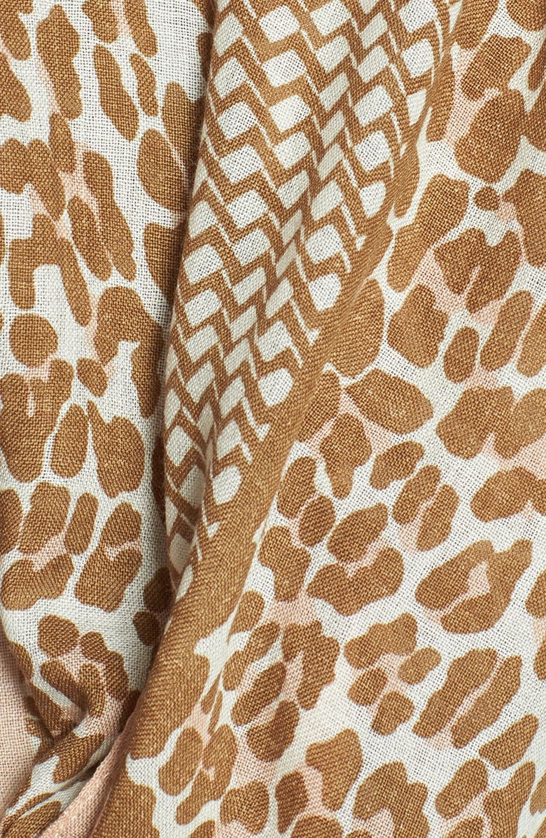 Tory Burch 'Reva - Leopard' Wool Gauze Scarf, Alternate, color,