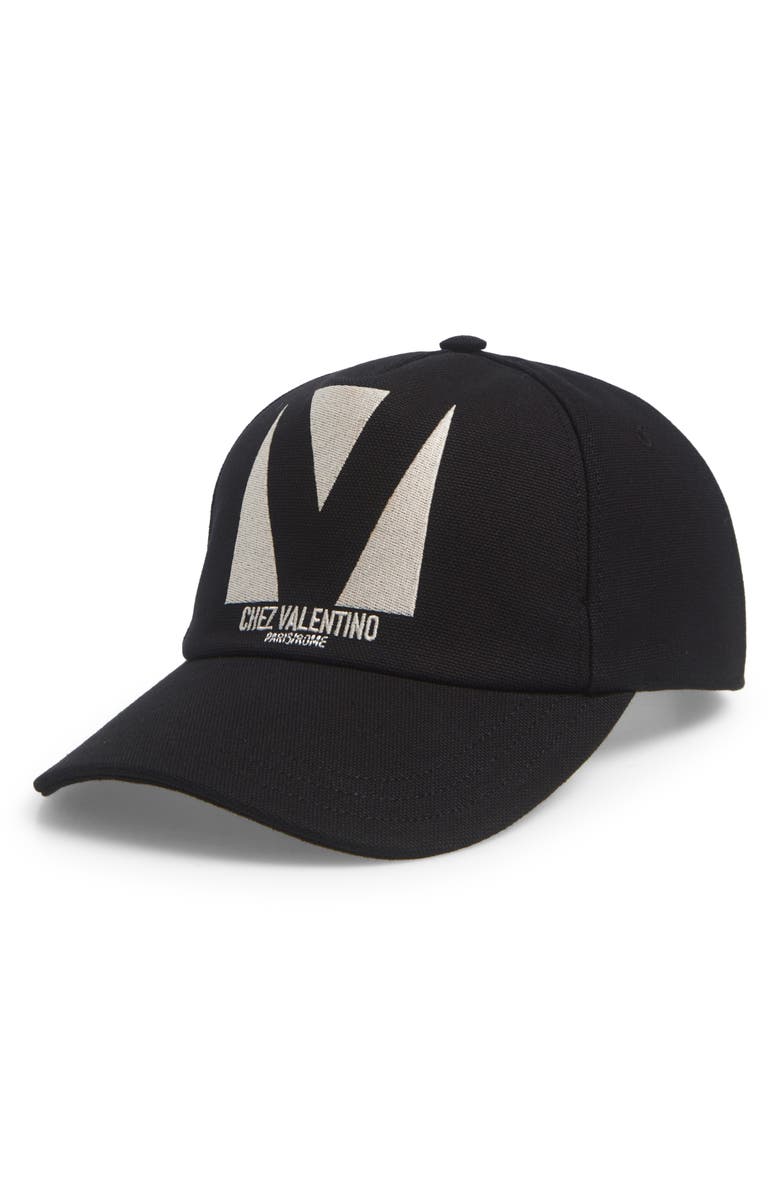 Valentino Garavani Chez Valentino Baseball Cap, Main, color, Black/ Ivory