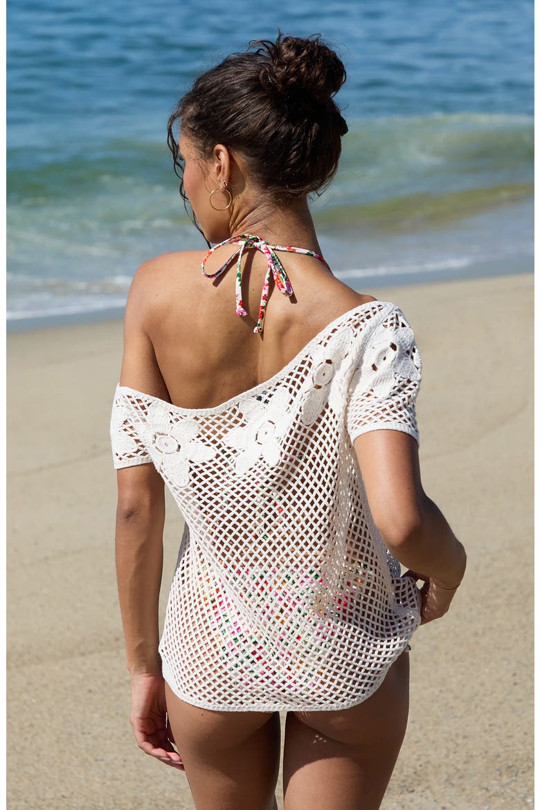Valerie Open Stitch One-Shoulder Top, Alternate, color, IVORY