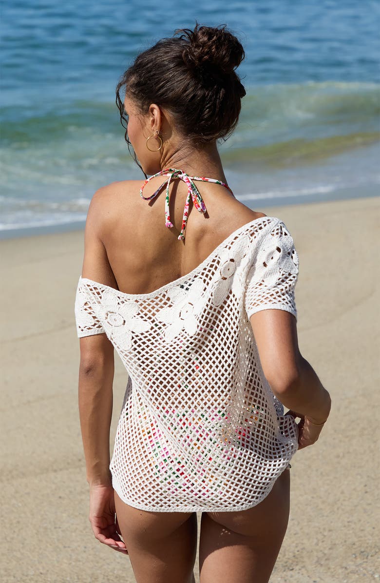 PacSun Valerie Open Stitch One-Shoulder Top, Alternate, color, Ivory