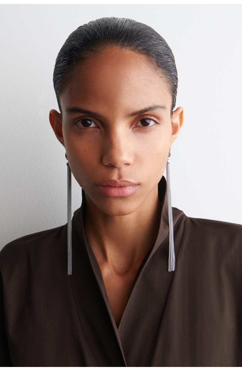 COS Shawl-Collar Cotton Blouse, Alternate, color, Dark Brown