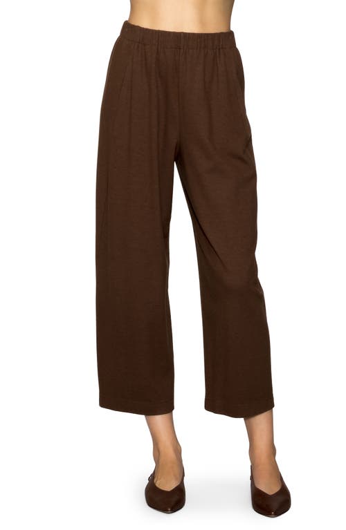 Melloday Brushed Crop Pants In Brown