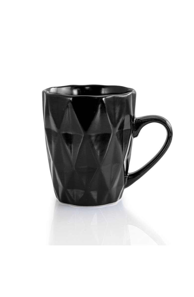 Elama Retro Chic 16-Piece Glazed Dinnerware Set, Alternate, color, Black