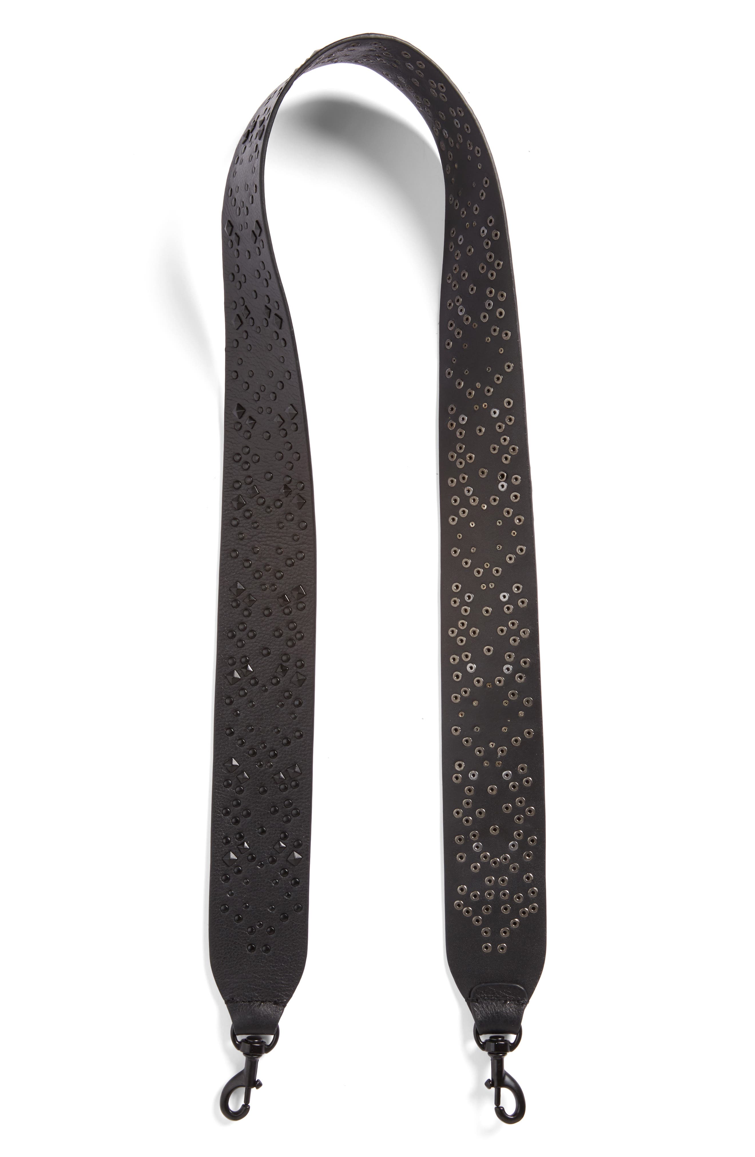 Studded Guitar Bag Strap, Main, color, BLACK/ BLACK HRDWR