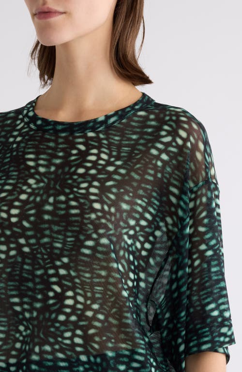 Shop Dries Van Noten Hoge Print Mesh T-shirt In Malachite