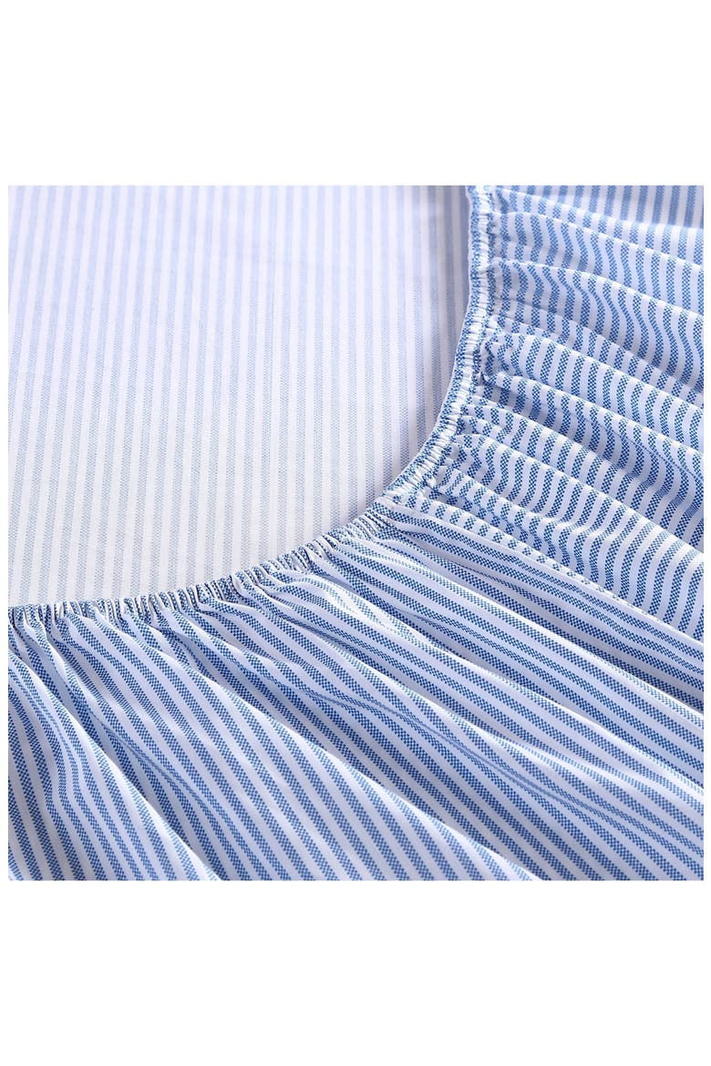 Oxford Stripe 200 Thread Count Cotton Percale Sheet Set, Alternate, color, BLUE/ WHITE