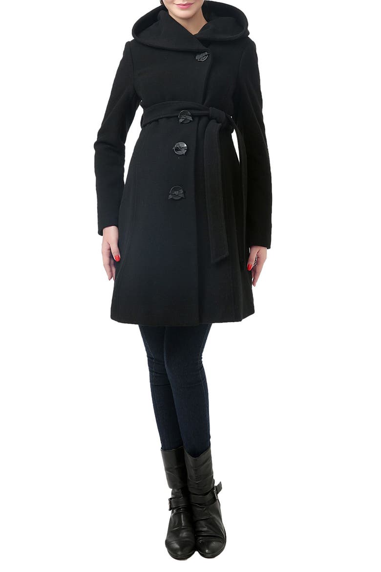 Lora Wool Blend Maternity Coat, Main, color, BLACK