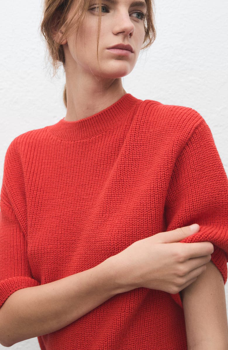 MANGO Three-Quarter Sleeve Sweater, Alternate, color, Red