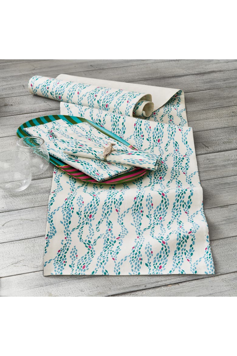 Ripple Block Print Cloth Napkins Set of Four Multi Color, Alternate, color, Blue