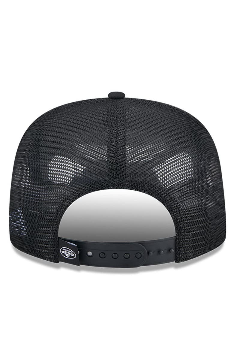 New Era Men's New Era Black New York Jets Check Mate 9FIFTY Trucker Snapback Hat, Alternate, color,