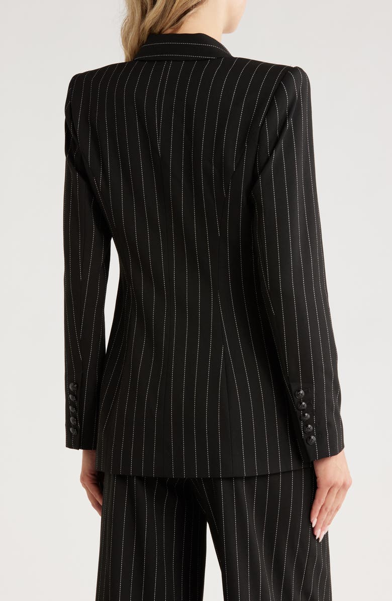 L'AGENCE Kendi Pinstripe Double Breasted Long Blazer, Alternate, color, 