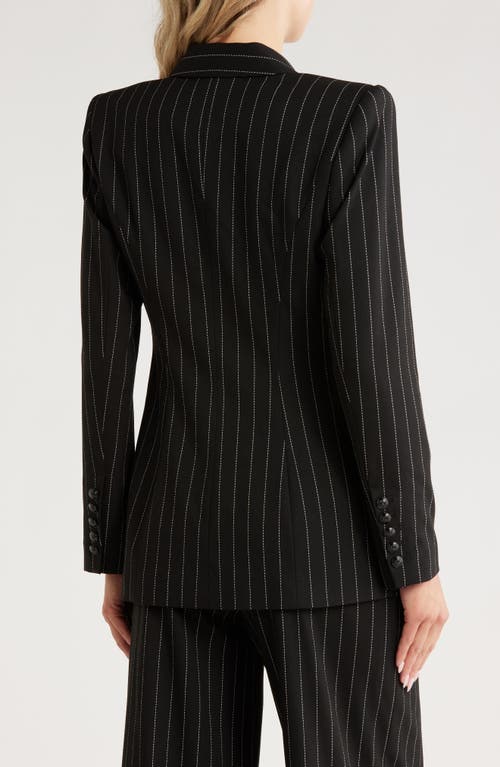L Agence L'agence Kendi Pinstripe Double Breasted Long Blazer In Multi