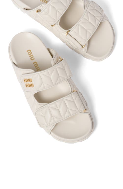 Miu Miu Nappa Leather Slippers Flat Sole In Bianco