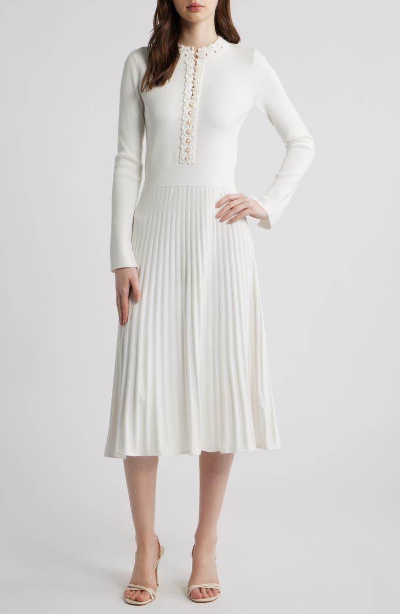 Elie Tahari The Jan Long Sleeve Midi Sweater Dress, Main, color, 