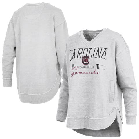Women's Pressbox Heather Gray South Carolina Gamecocks Marcus East Hall Poncho V-Neck Sweatshirt