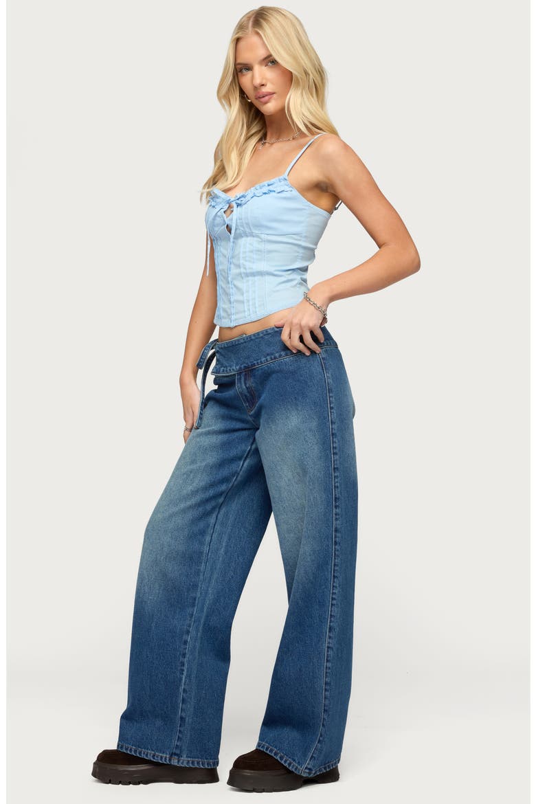 Cleo Tie Waist Wide Leg Jeans, Alternate, color, BLUE-WASHED