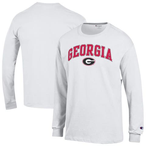 Men's Champion  White Georgia Bulldogs Arched Logo Long Sleeve T-Shirt