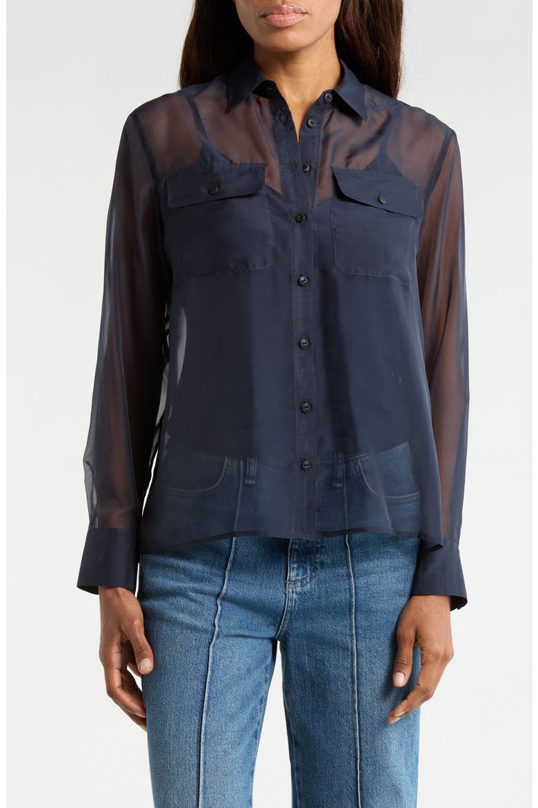 Sonica Button-Up Shirt, Main, color, NAVY
