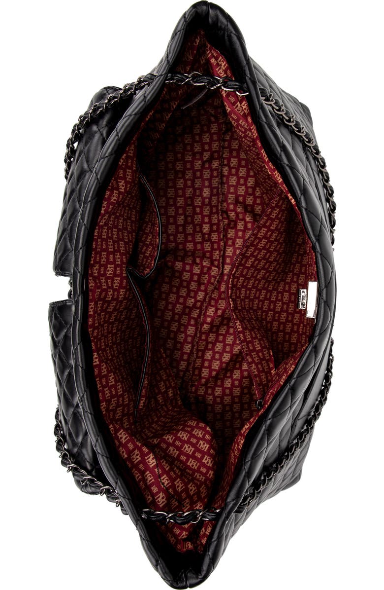 BADGLEY MISCHKA Diana Quilted Vegan Leather Weekender Duffel Bag, Alternate, color, Black