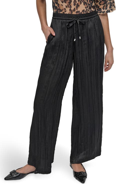 Crushed Drawstring Wide Leg Pants