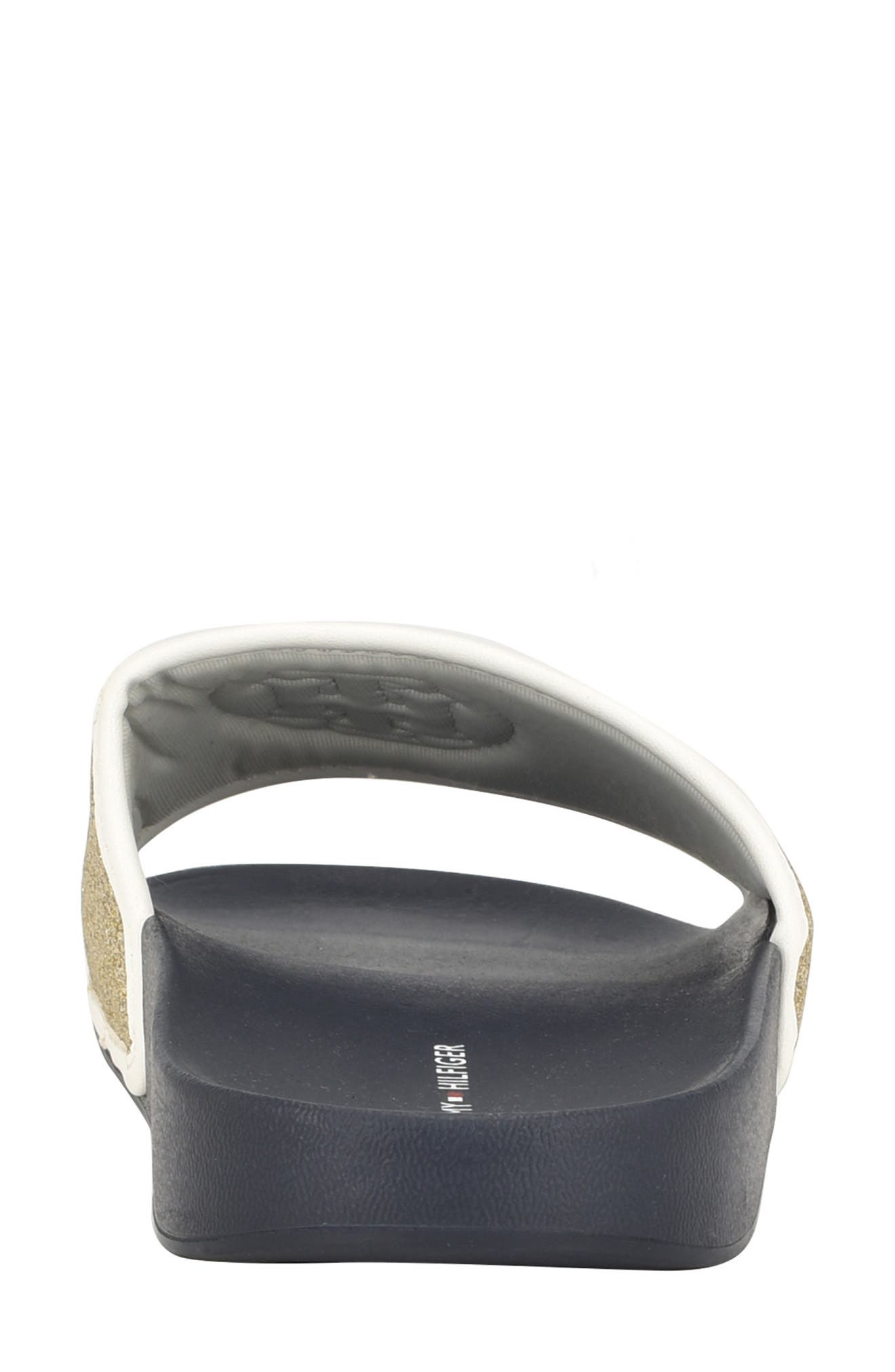 Tommy Hilfiger Glitter Slide Sandal, Alternate, color, Light Gold/ White
