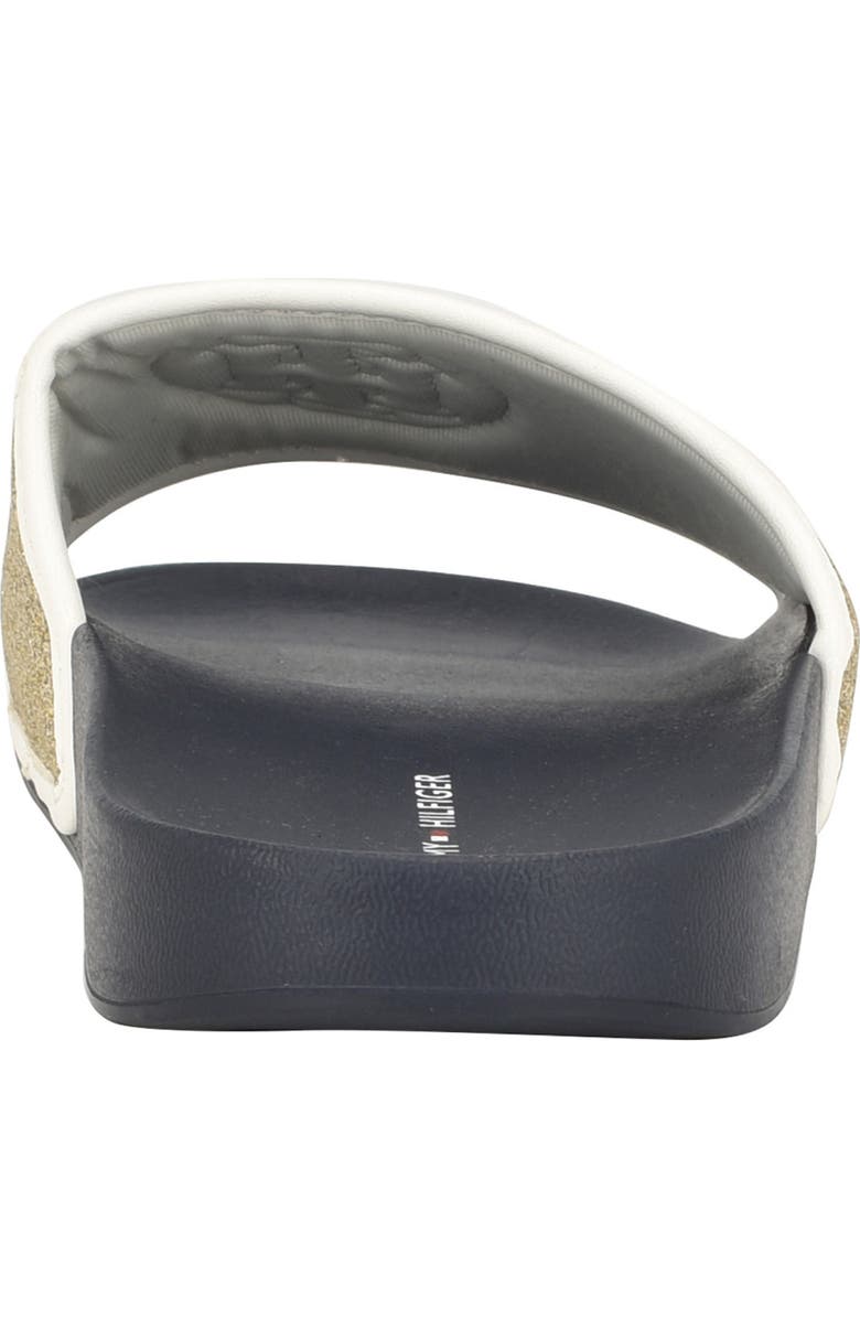 Tommy Hilfiger Glitter Slide Sandal, Alternate, color, Light Gold/ White