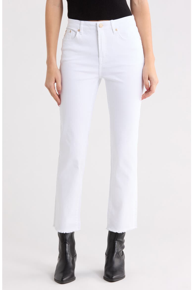 High Waist Ankle Straight Leg Jeans, Main, color, WHITE