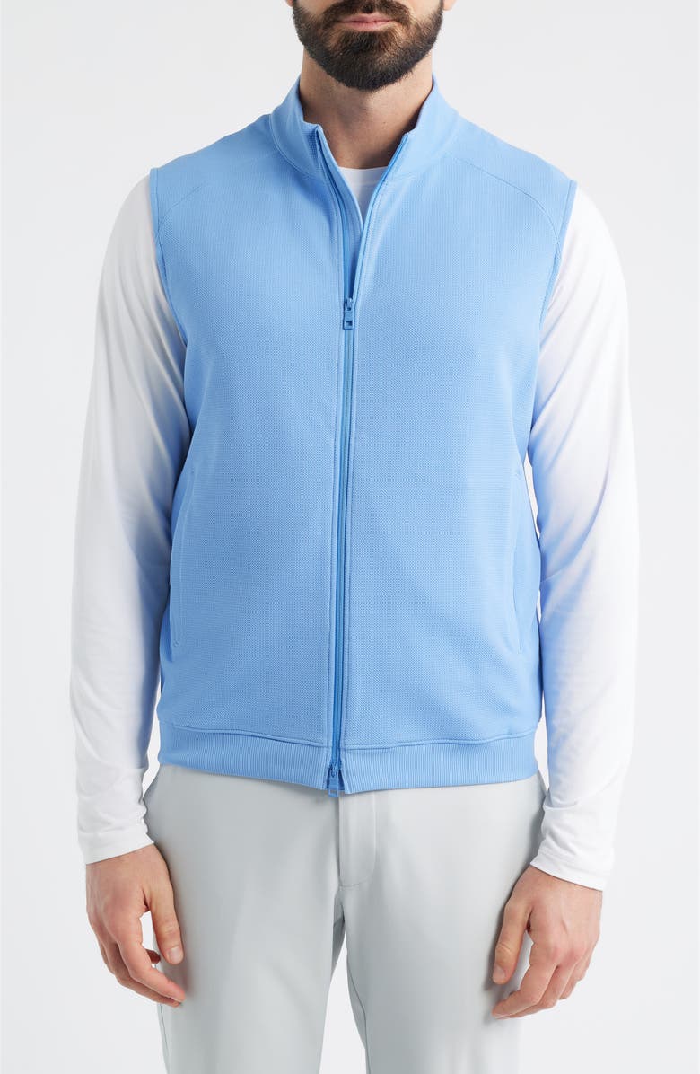 Peter Millar Cradle Piqué Performance Full Zip Vest, Alternate, color, Bluebird
