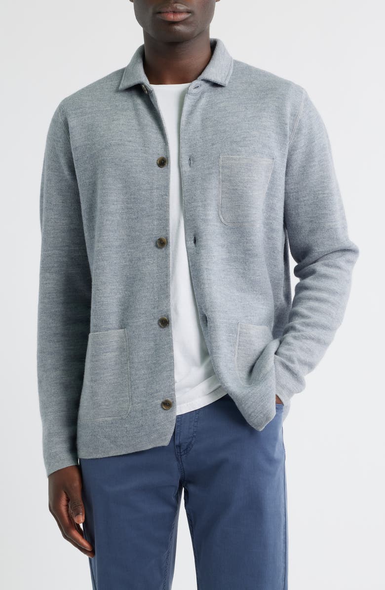 Peter Millar Carson Knit Merino Wool Chore Coat, Main, color, Gale Grey