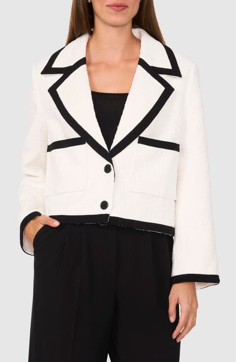 Tipped Single Breasted Crop Blazer