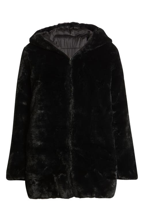 Save The Duck Bridget Reversible Faux Fur Hooded Jacket In Black