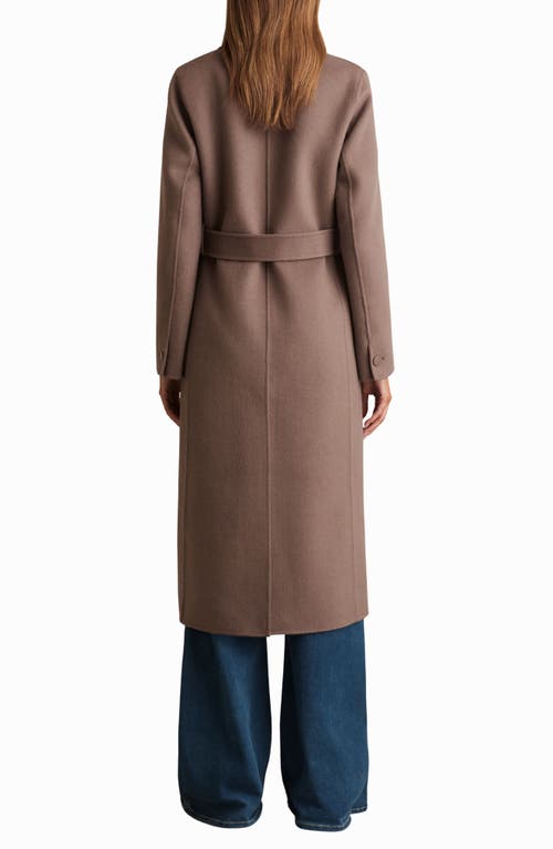 Reiss Maeve Belted Double Breasted Wool Blend Coat In Brown